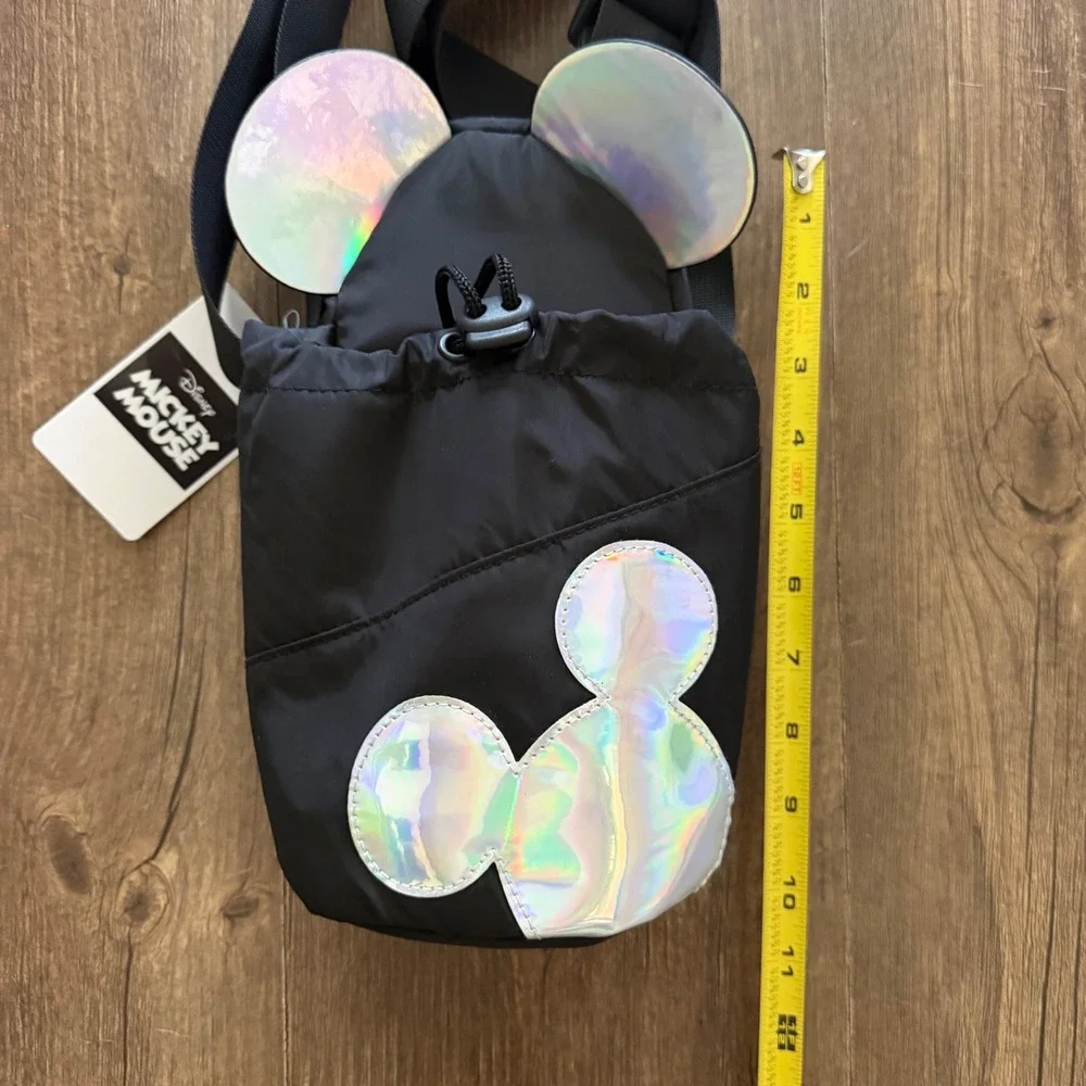 Aldi Disney Mickey Mouse Water Bottle Holder Crossbody Bag Black Iridescent 2026
